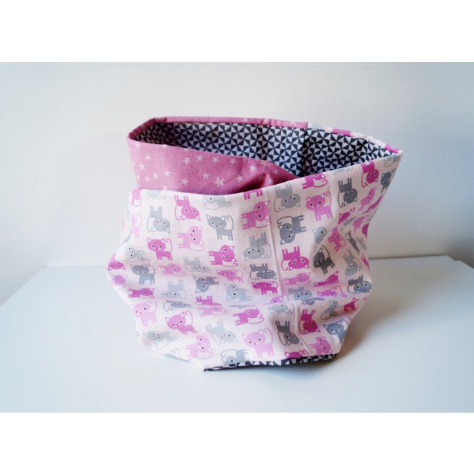 Snood double - tour de cou chat rose