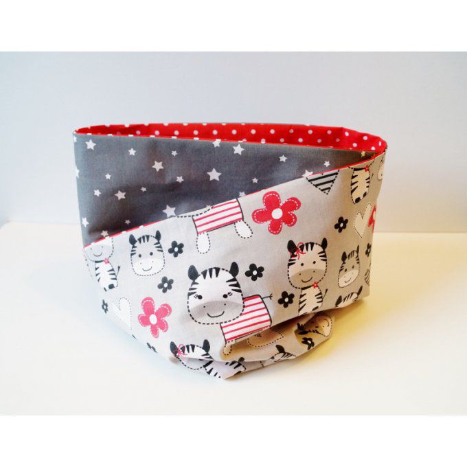 Snood double - tour de cou zèbre gris et rouge