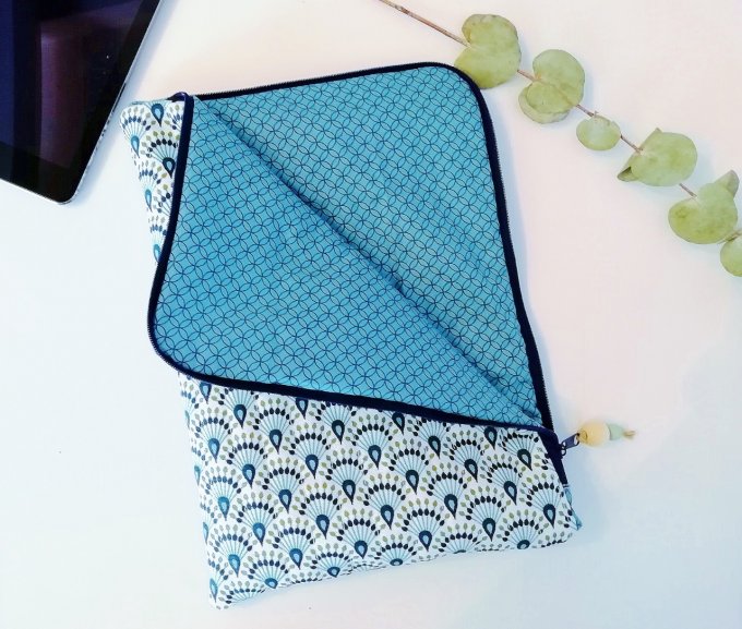 housse tablette "paon bleu"