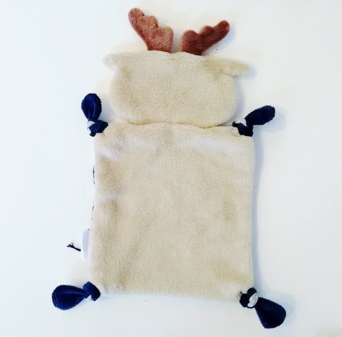 doudou caribou - bleu et beige