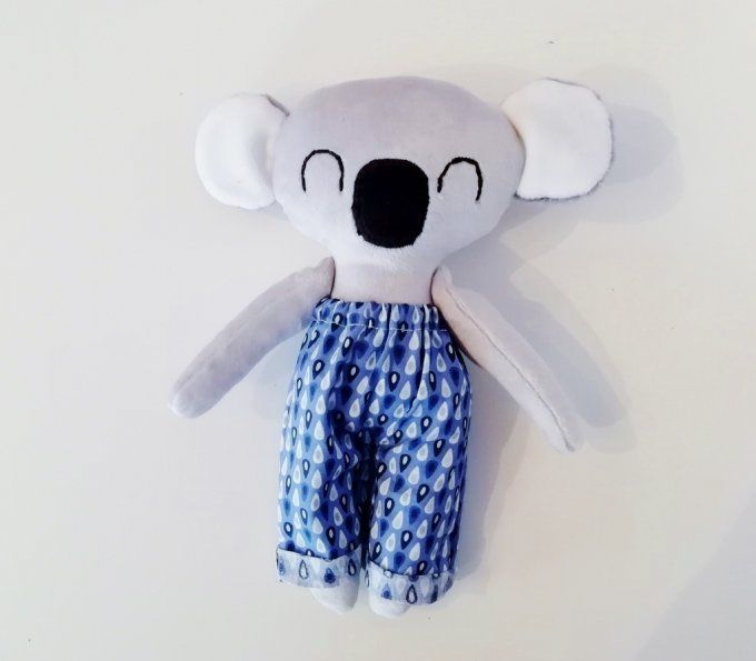 peluche doll koala pantalon bleu