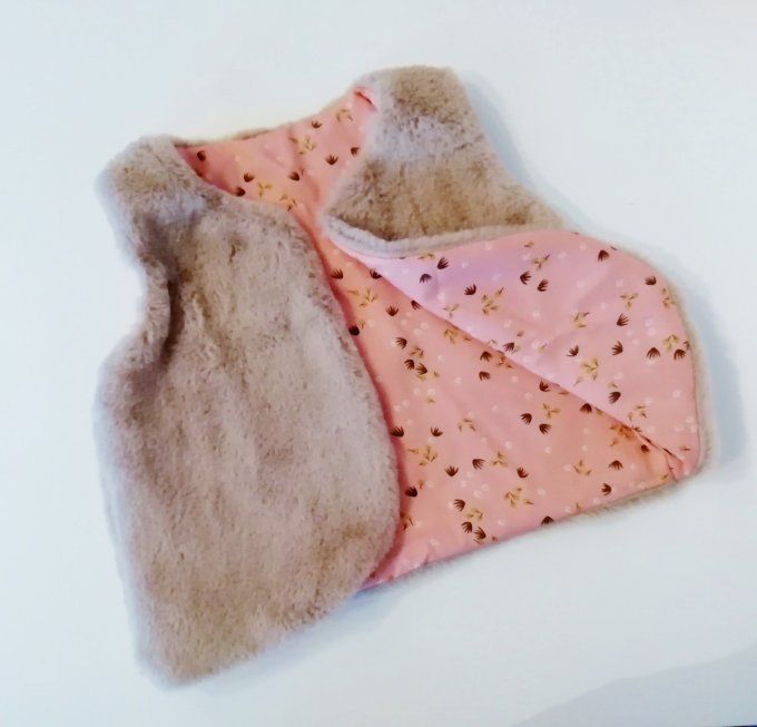 gilet de berger 4/5 ans moumoute beige "fleurs"