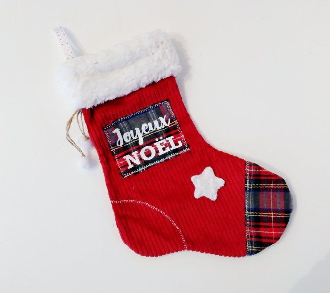Chaussette Noël rouge velours