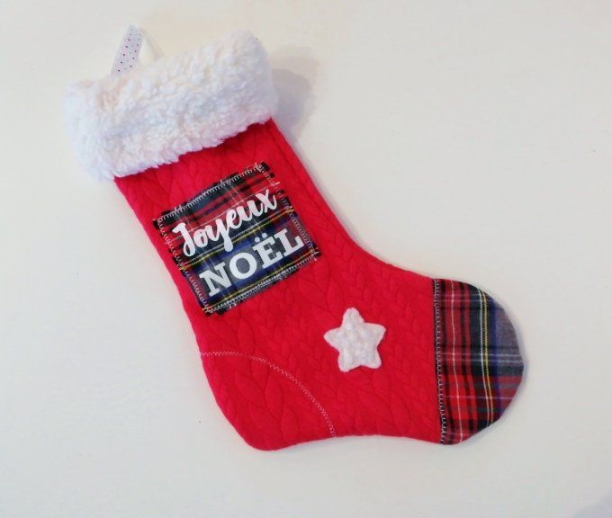 Chaussette Noël "joyeux Noël" rouge 