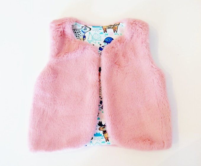 gilet de berger 2/3 ans moumoute rose