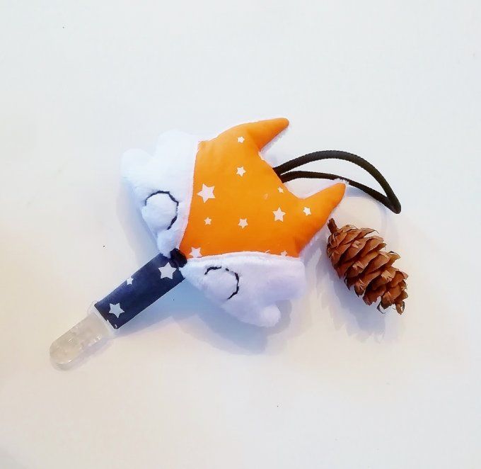 Attache tétine renard (rembourée)