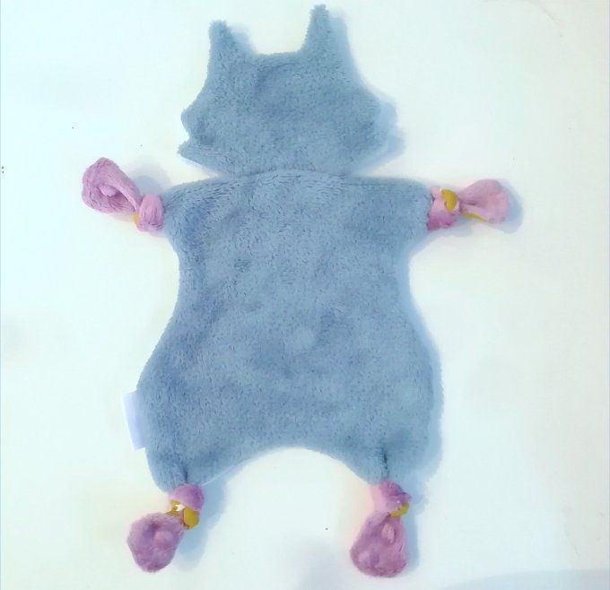 Doudou renard gris-jaune-rose