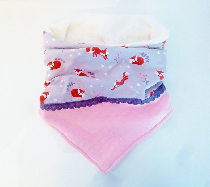 Snood XXL renard gris rose