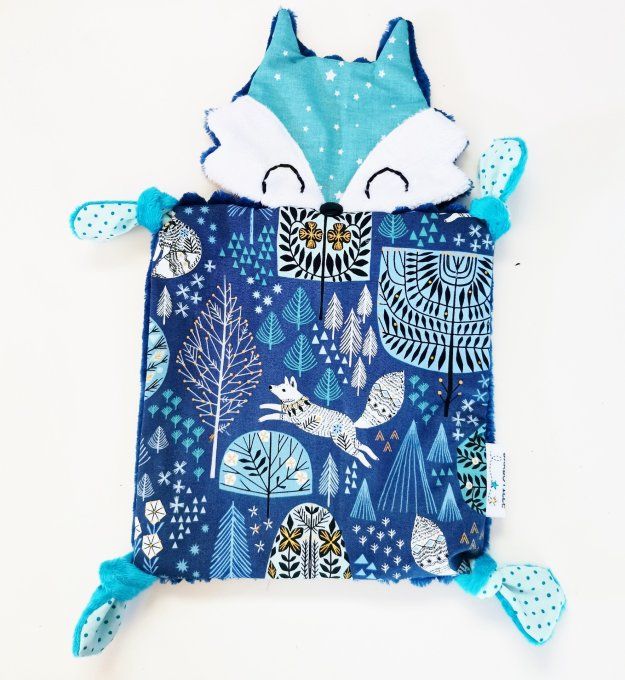 Doudou renard bleu