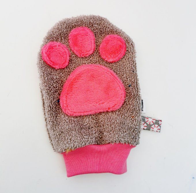 Gants de toilette coton "papattes"  rose