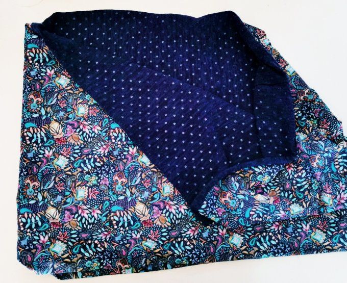 snood double fleurs/bleu