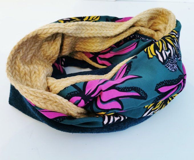 snood double vert et moutarde