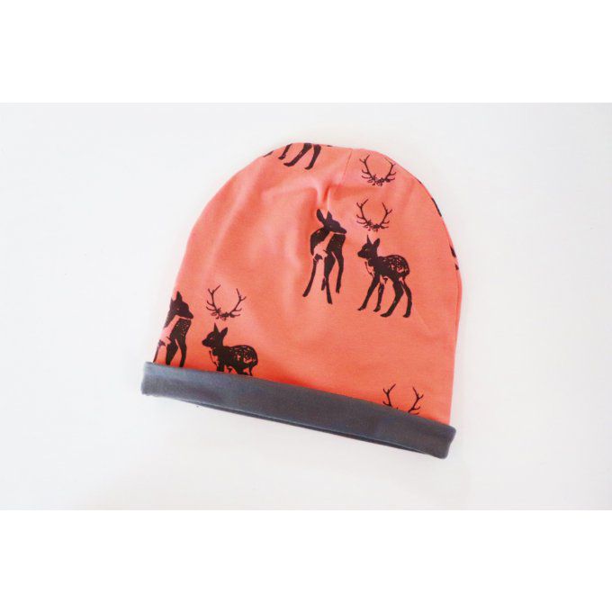 bonnet "looze" 6/12 mois biche et faon 