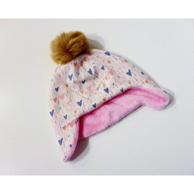 bonnet "péru" cœurs 2/6 ans