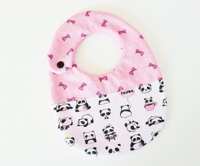Bavoir "panda et nœuds"